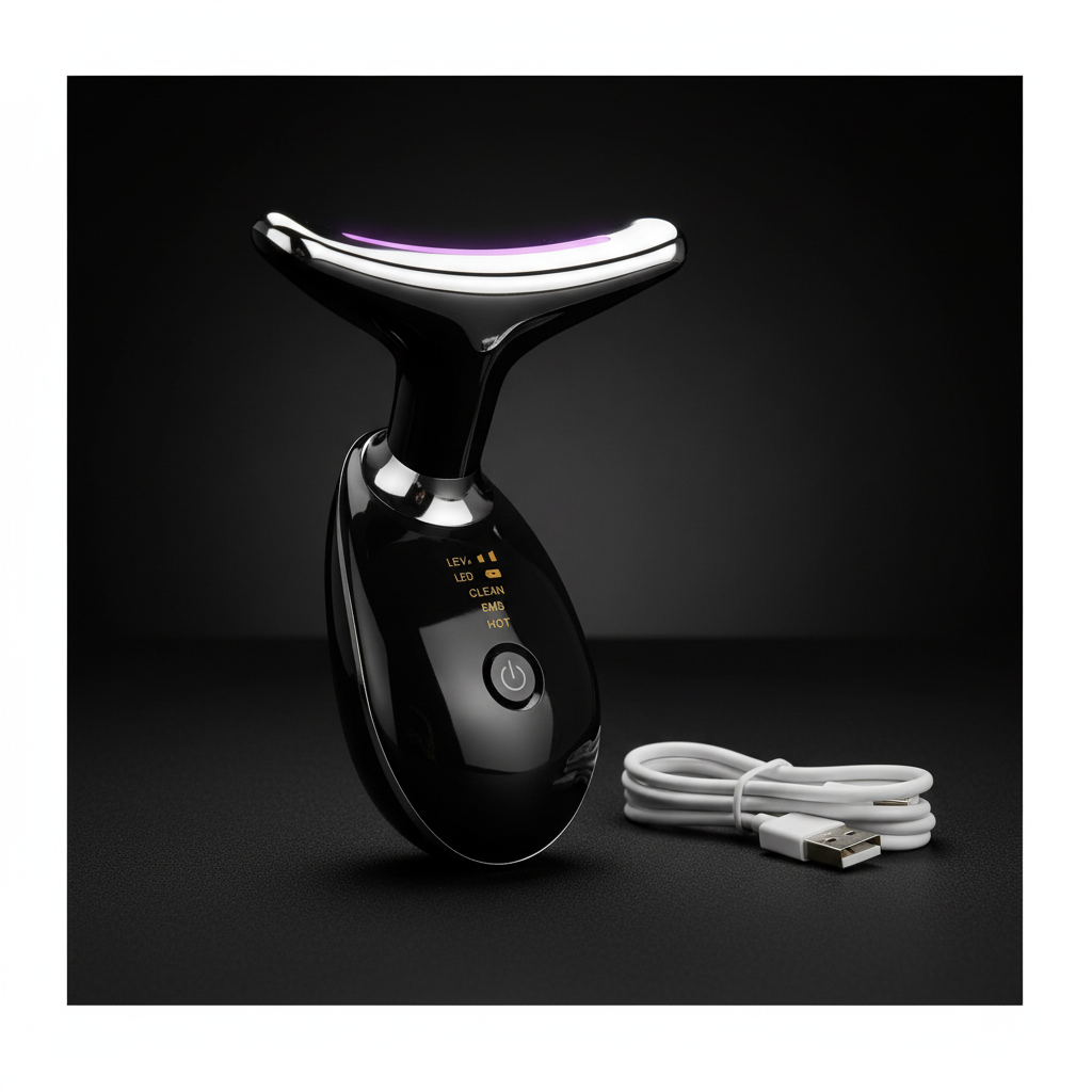 EMS Thermal Neck & Face Massager | Microcurrent, LED & Heat Wellness Device Vertex Health