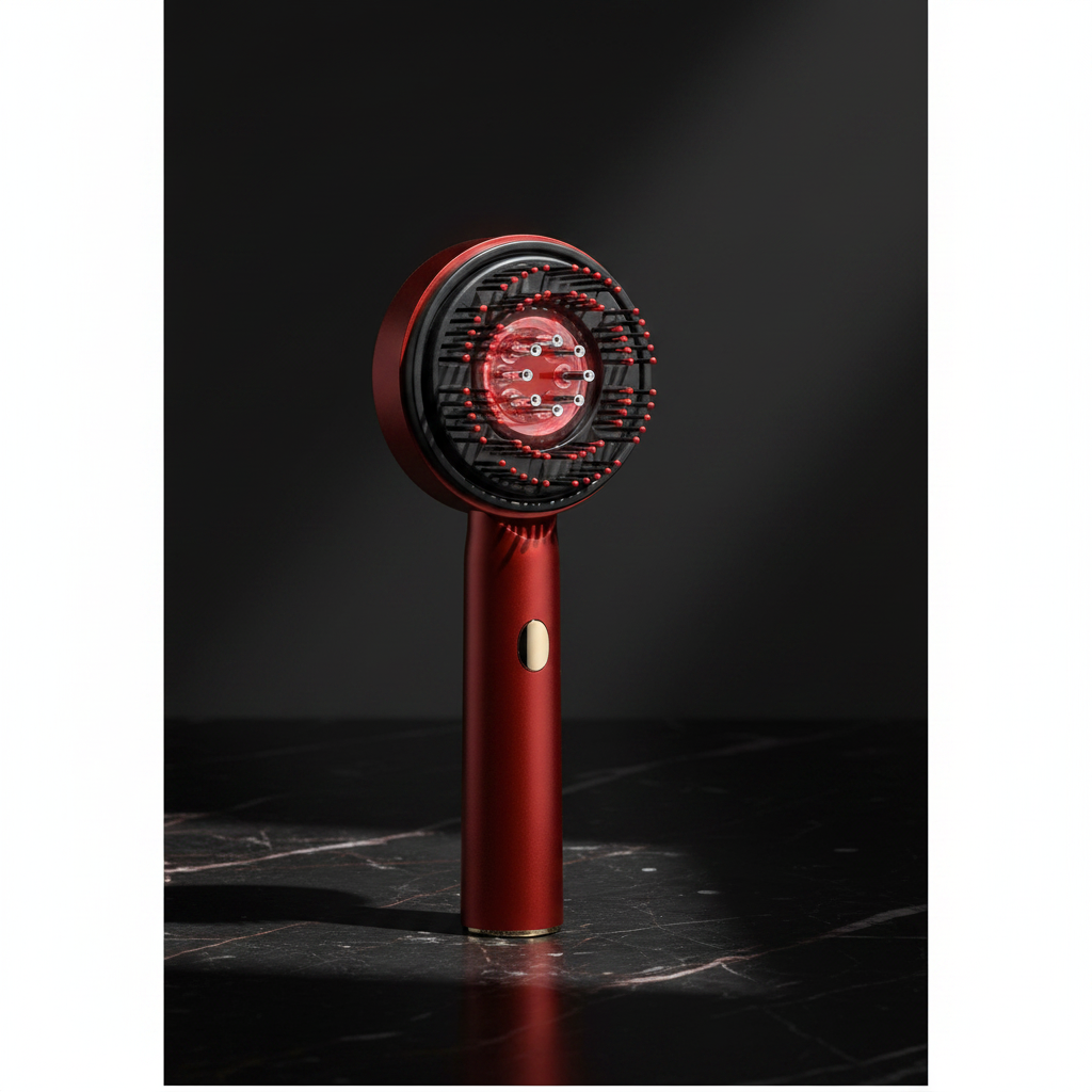 Premium Hero Shot — Red Scalp Massager