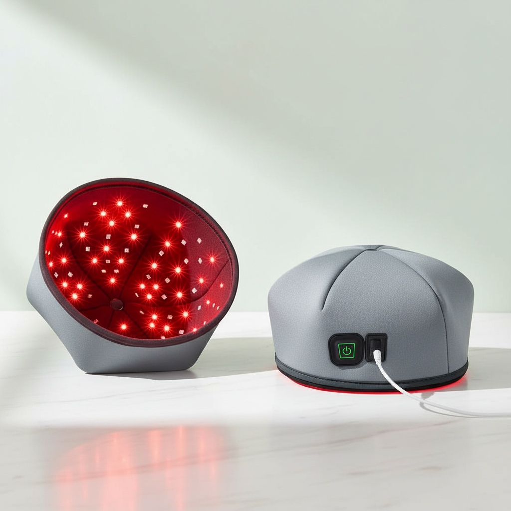 Red Light Scalp Cap Grey — Luxury Editorial
